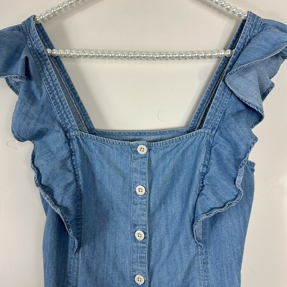 Madewell Blue Chambray Button Up Flutter Sleeve Midi Dress 4P - Picture 3 of 9